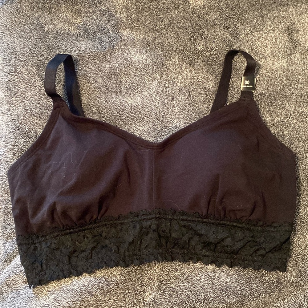 Torrid Lightly Lined Cotton Lace Hem Bralette Size 00 (Medium | 10)